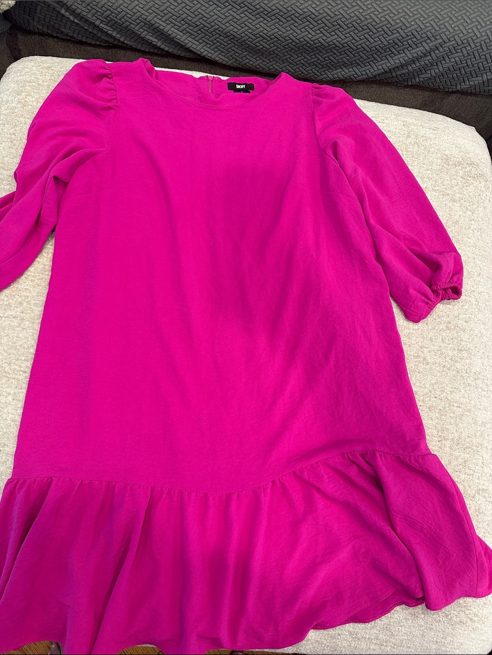 DKNY Fuchsia Ruffle Hem Casual Dress